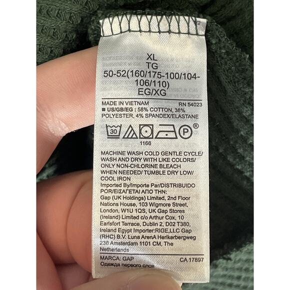 GAP Sweater Womens XL Dark Emerald Long Sleeve Waffle Knit Cowl Neck Pullover - Picture 7 of 9